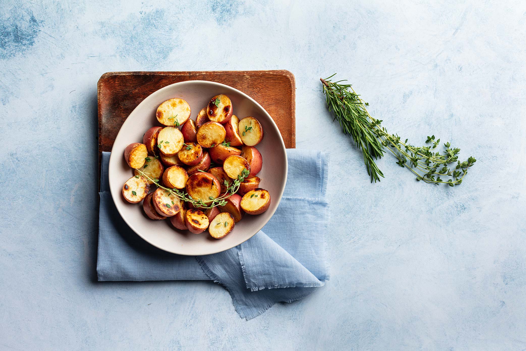 Roasted Red Potatoes on the Afterglow food photography background
