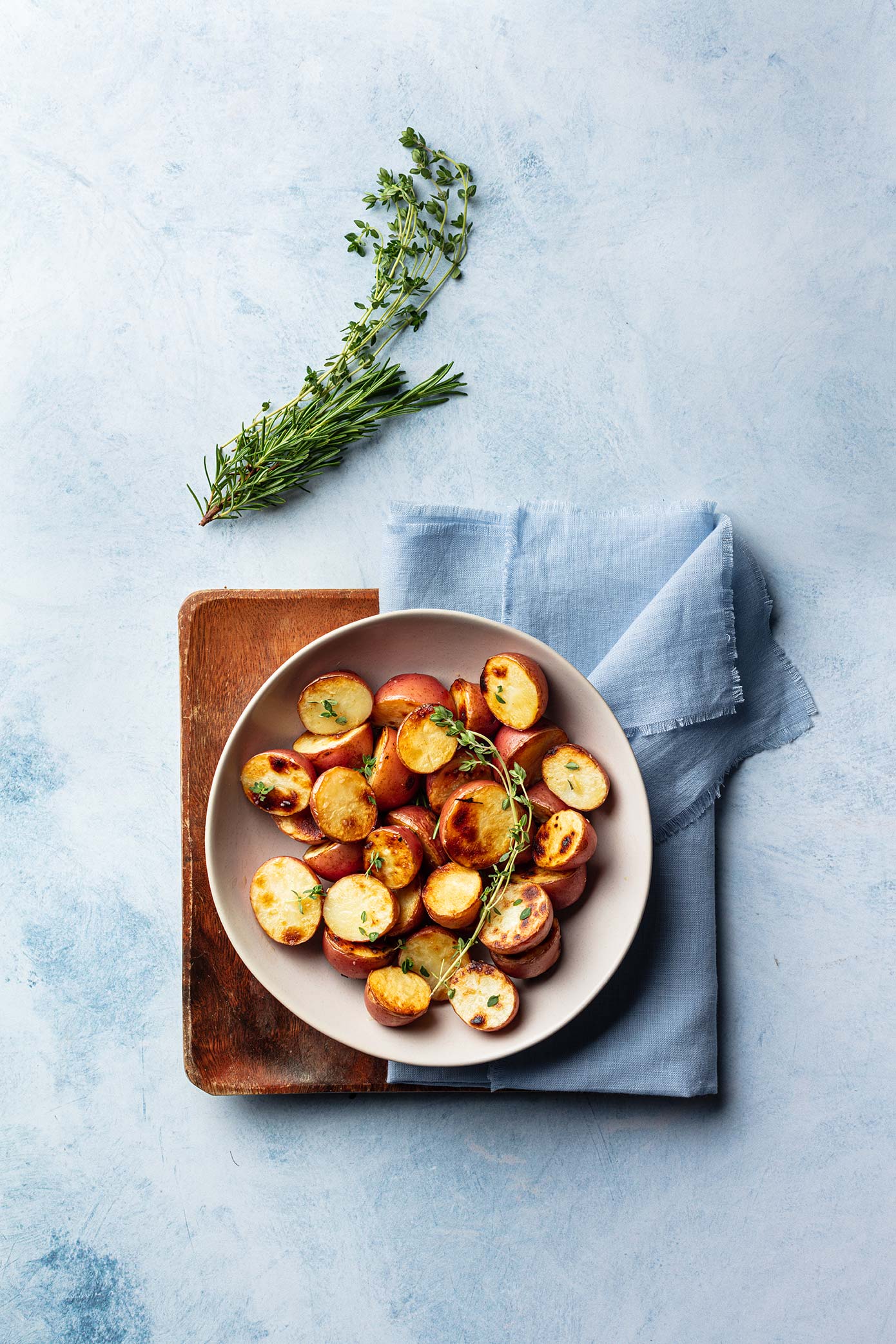 Roasted Red Potatoes Flat Lay Photography on the Afterglow Food Photography Backdrop